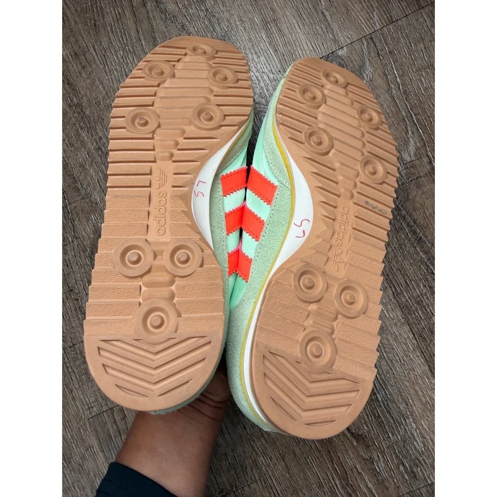 Adidas SL 72 Retro Sneakers Womens 7.5 Green Solar Red Nylon Suede Running Shoes